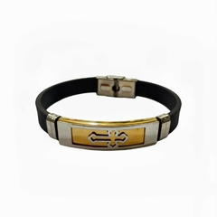 pulsera de cuerina y acero quirurgico 21cm H006 - comprar online