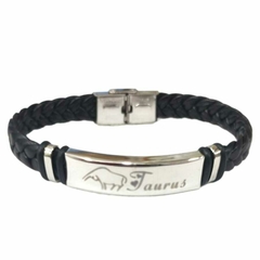 pulsera de cuerina y acero quirurgico 21cm H004 - tienda online