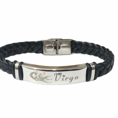 Imagen de pulsera de cuerina y acero quirurgico 21cm H004