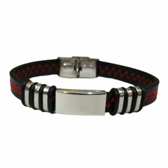 pulsera de cuerina y acero quirurgico 21cm H025 - comprar online