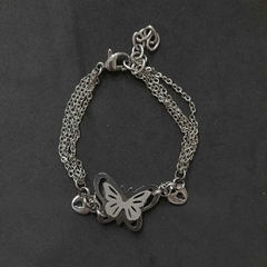 Pulsera de acero quirúrgico con dije de mariposa grande