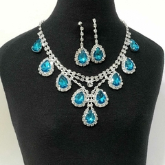 set de collar y aros strass de diferente colores - tienda online