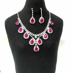 set de collar y aros strass de diferente colores - Bling