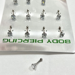 Aro piercing con diamante x12 pcs 1444-4