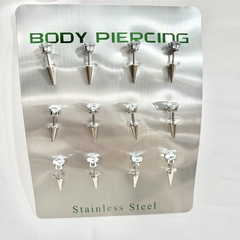 Aros piercing con diamante punta de flecha x12pcs 1444-6