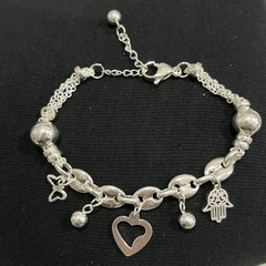 Pulsera acero blanco con dijes 1296-30