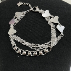 Pulsera acero blanco corazones 1296-32