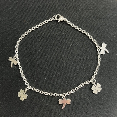 Pulsera acero blanco con dijes 2mm 21cm 1293-9