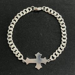 Pulsera acero blanco cruz 6mm 19cm 1293-7