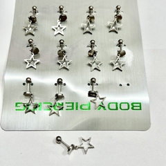 Aros piercing colgante estrella x12 pcs 1444-13