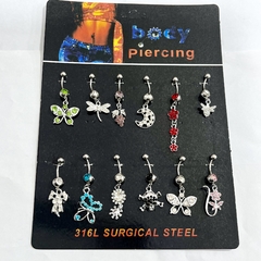 Aro piercing ombligo formas con strass x12 pcs 1124-2