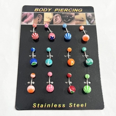 Aro piercing ombligo colores x12 pcs 912-3