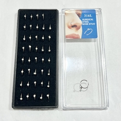 Piercing argollita plateado con diamante x40 pcs 1258-8