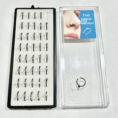 Piercing argollita negro con diamante x40 pcs 1258-2