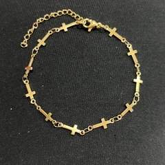 Pulsera acero dorado cruz 1448-106