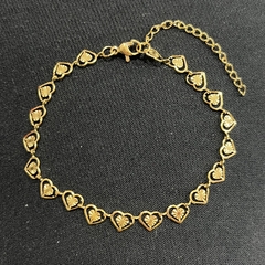 Pulsera acero dorado corazones 1448-105