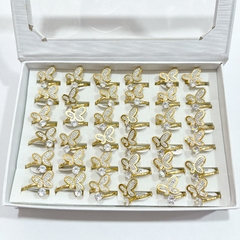 Anillo mariposa acero dorado caja x36 pcs - comprar online