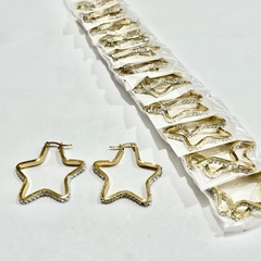 Aro estrella con strass acero dorado x12 pares elegir medida en internet