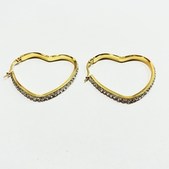 Aro corazón con Strass acero dorado x12 pares 45mm - comprar online