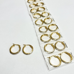 Aro con Strass acero dorado x12 pares 20mm