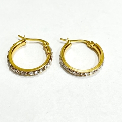 Aro con Strass acero dorado x12 pares 20mm - comprar online