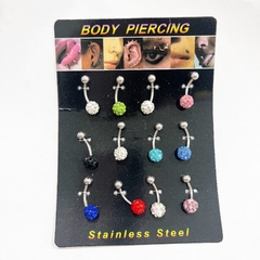 piercing ombligo acero quirurjico x12 pcs strass de 9mm