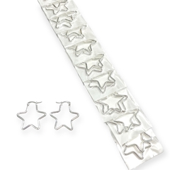 Aro forma estrella acero blanco x12 pares 27mm