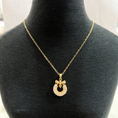 Collar cobre con strass acero plateado y dorado