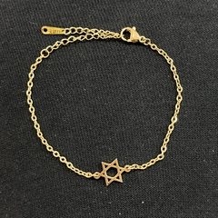 Pulsera acero dorado con estrella de seis puntas