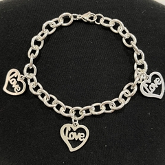 Pulsera acero blanco con corazón Love