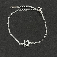 Pulsera acero blanco con estrella 6 puntas