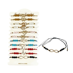 Pulsera hilo con dijes Strass pack 12 un.