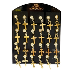 Arito Strass colgante cruz acero dorado pack x12