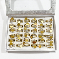 Anillo corazón y Strass caja x36 acero dorado - comprar online