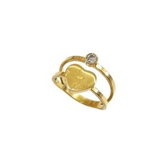 Anillo corazón y Strass caja x36 acero dorado