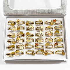 Anillo mariposa y strass caja x36 acero dorado - comprar online