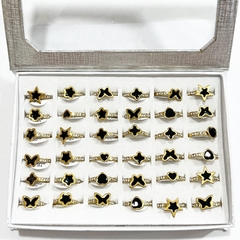 Anillo surtidos caja x36 acero dorado - comprar online