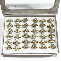 Anillo Strass caja x36 acero dorado - comprar online