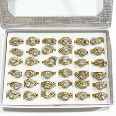 Anillo Strass caja x36 acero dorado - comprar online