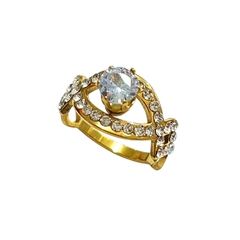 Anillo Strass caja x36 acero dorado