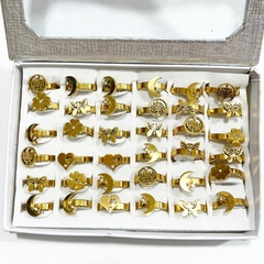 Anillo surtidos caja x36 acero dorado - comprar online