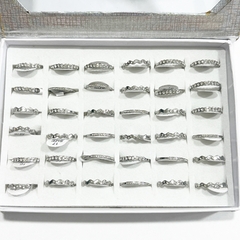 Anillo strass surtidos caja x36 acero quirúrgico - comprar online