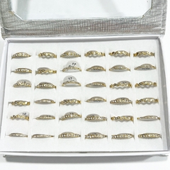 Anillo Strass surtidos caja x36 acero dorado - comprar online