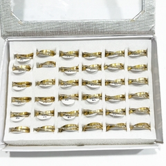 Anillo Strass caja x36 acero dorado - comprar online