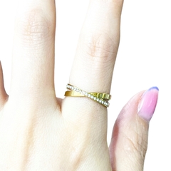 Anillo Strass caja x36 acero dorado