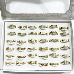 Anillo surtidos caja x36 acero dorado - comprar online