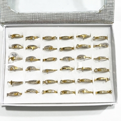 Anillo surtidos caja x36 acero dorado - comprar online