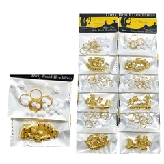 Apliques para pelo perlas pack x12 sobres dorado y plateado