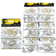 Apliques para pelo perlas pack x12 sobres dorado y plateado - comprar online