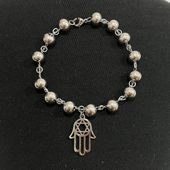 Pulsera acero quirúrgico bolitas dije mano